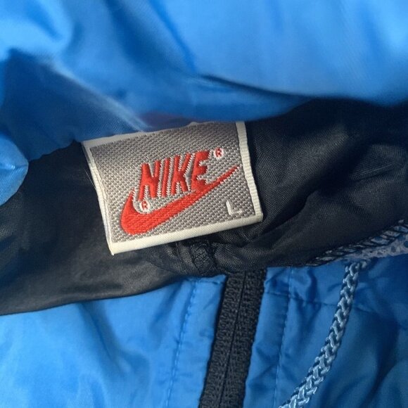 Vintage 90s Nike Gray Tag Windbreaker Jacket L Black Blue Aqua Colorblock - Picture 3 of 7
